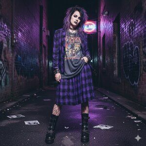 Vintage Sarah Elizabeth Plaid Button Front Top Skirt Set 10 Dark Academia Punk